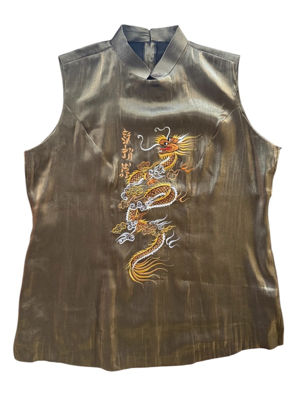Y2K Asian Dragon Metallic Top - Picture 6 of 11